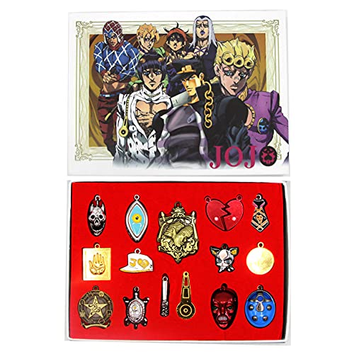 GUGUBU Jojo's Bizaarre Adventures llavero colgante insignia collar llavero llavero conjunto de llaves Boxset 15 piezas