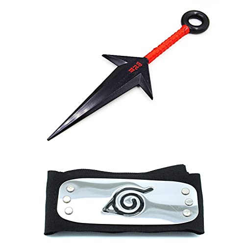 GUGUBU Naruto Shippuden Minato Namikaze Yondaime 4th Hokage Cosplay de plástico rojo Kunai Leaf Diadema Set