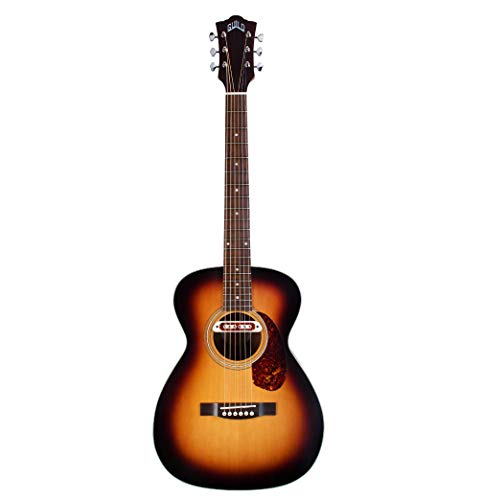 Guild Guitars M-240E Troubadour Guitarra Acústica, Vintage Sunburst, Archback Solid Top Concert, Colección Westerly