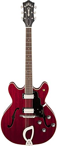 Guild Starfire IV - Guitarra eléctrica semihueca con funda (negro), rojo cereza