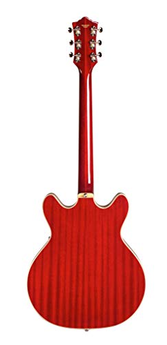 Guild Starfire IV - Guitarra eléctrica semihueca con funda (negro), rojo cereza