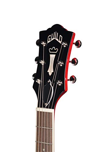 Guild Starfire IV - Guitarra eléctrica semihueca con funda (negro), rojo cereza