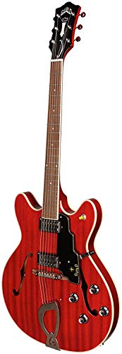 Guild Starfire IV - Guitarra eléctrica semihueca con funda (negro), rojo cereza