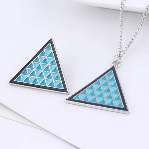 guodong Juego Detroit: Become Human Blue Triangle Colgante Collar Geométrico Multi-Energy Logo Cadena Joyería Accesorio Regalo
