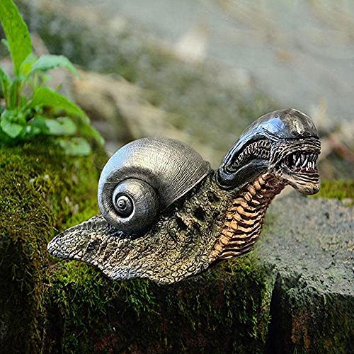 GUOJM Estatua de jardín de Caracol alienígena, Estatua de Figura de Caracol alienígena, estatuas de Caracol alienígena al Aire Libre, variación de Resina de Caracol xenomórfico, Escultura de Anima