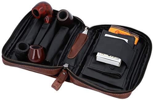 Gusti Leder studio Rupert Estuche de Cuero para Pipas(4) Tabaco Funda de Piel Auténtica Estilo Vintage Retro Unisex Regalo Elegante 2T3-22-6