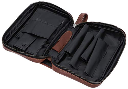 Gusti Leder studio Rupert Estuche de Cuero para Pipas(4) Tabaco Funda de Piel Auténtica Estilo Vintage Retro Unisex Regalo Elegante 2T3-22-6