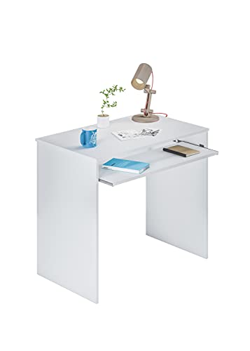 Habitdesign 002314A Mesa de Ordenador con Bandeja extraíble, Blanco Artik, 90 x 54 x 79 cm