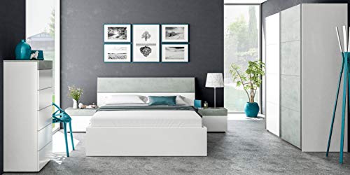 Habitdesign Cómoda, Sinfonier 5 Cajones, Modelo Tekkan, Acabado en Blanco Artik y Gris Cemento, Medidas: 61 cm (Ancho) x 118 cm (Alto) x 40 cm de (Fondo)