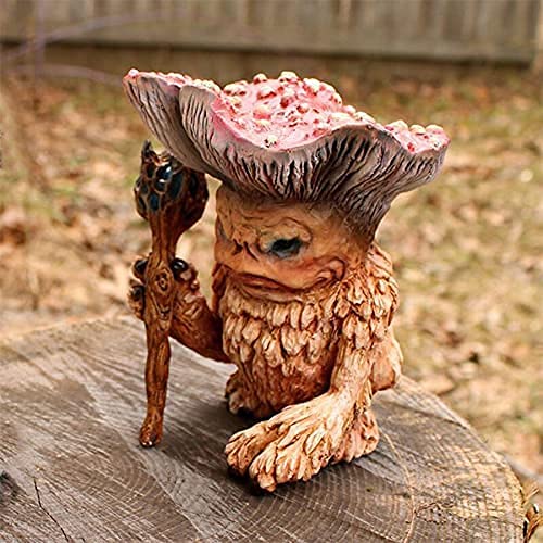 Hada Mushroom Monster Shaman Wizard Troll, Divertido Cuento De Hadas Mushroom Wizard Garden Guardian Estatua Para Decoraciones Al Aire Libre