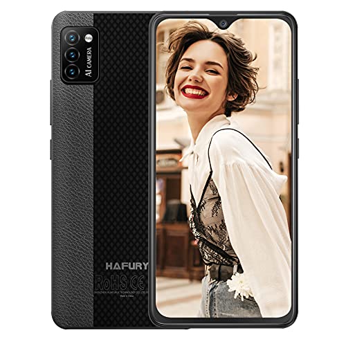 HAFURY Smartphone Libre, Teléfono Móvil Barato y Bueno 4G Cámara Triple 2GB+16GB 128GB Expandible Pantalla 5,5 Pulgadas Dual SIM Face ID 3100 mAh, Móvil Desbloqueado Android 10, Negro