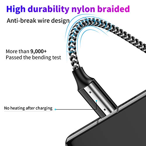 HAKUSHA Cable USB Tipo C 2M,Nylon Carga 3A Cargador Tipo C Rápida y Sincronización Cable USB C para Samsung S10/S9/S8te 10te 9,Xiaomi Mi A2/A1,Huawei P30/P20/Mate 20, Xperia XZ
