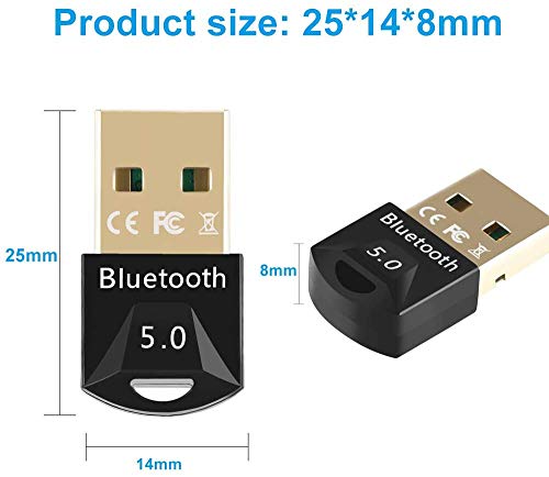 HAL USB Adaptador de Bluetooth 5.0 para PC, Dongle Adaptador Bluetooth Transmisor y Receptor para Windows 7/8/8.1/10 para Portátil /Auricular/Altavoz/Ratón/Teclado, Plug & Play