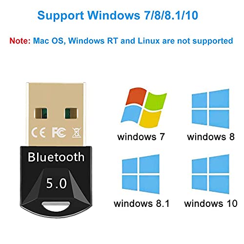 HAL USB Adaptador de Bluetooth 5.0 para PC, Dongle Adaptador Bluetooth Transmisor y Receptor para Windows 7/8/8.1/10 para Portátil /Auricular/Altavoz/Ratón/Teclado, Plug & Play