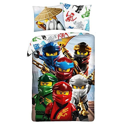 Halantex Lego Ninjago Leg967 - Juego de ropa de cama infantil (140 x 200 cm + 70 x 90 cm, algodón)