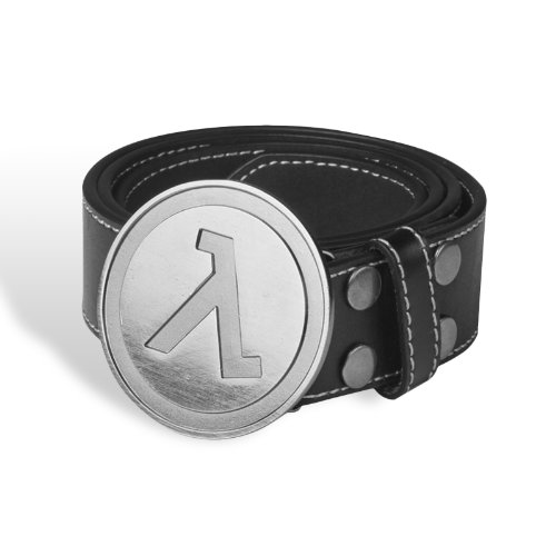Half-Life 2 - cinturón del Complejo Lambda - de cuero, hebilla de metal robusta, con el logotipo en relieve, 115 cm