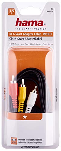 Hama 043178 - Cable de vídeo Euro-3RCA, 1,5 m (in-out)