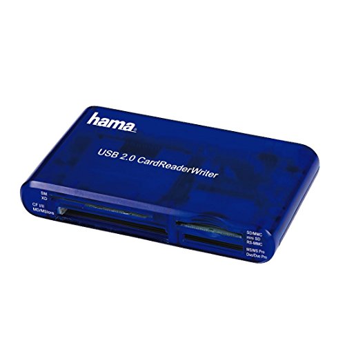 Hama - USB CardReaderWriter 35in1, USB 2.0/1.1, 20 MB/s, 480 Mbit/s, Azul, 97 x 57 x 17 mm, 65 g