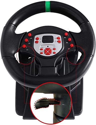 Hammer Manejo de la Rueda, Las Ruedas y los Pedales con Cable USB, Juego de Carreras Volante Compatible con PS3 / 4 / PC (Compatible con Todos los Juegos de Carreras) Carreras