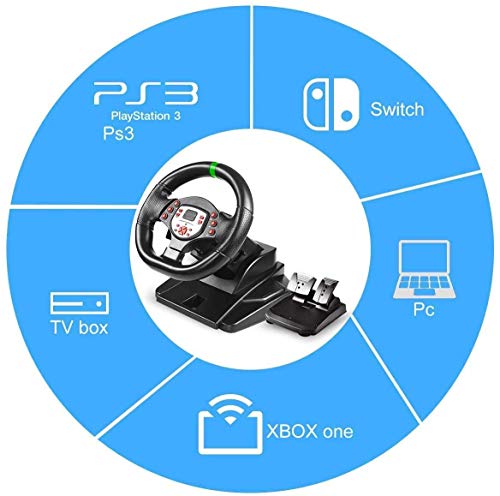 Hammer Manejo de la Rueda, Las Ruedas y los Pedales con Cable USB, Juego de Carreras Volante Compatible con PS3 / 4 / PC (Compatible con Todos los Juegos de Carreras) Carreras