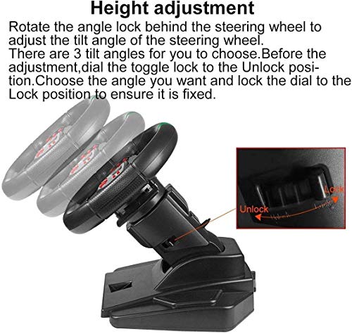 Hammer Manejo de la Rueda, Las Ruedas y los Pedales con Cable USB, Juego de Carreras Volante Compatible con PS3 / 4 / PC (Compatible con Todos los Juegos de Carreras) Carreras