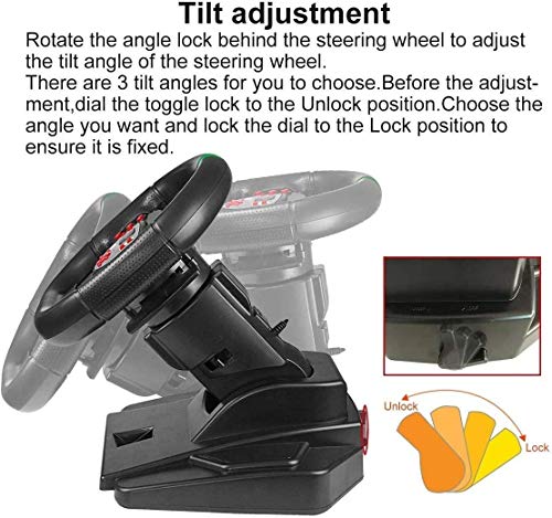 Hammer Manejo de la Rueda, Las Ruedas y los Pedales con Cable USB, Juego de Carreras Volante Compatible con PS3 / 4 / PC (Compatible con Todos los Juegos de Carreras) Carreras