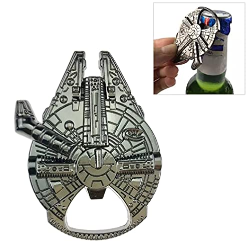 Han Solo`s Halcón Milenario - Abrebotellas con llavero, aspecto de acero inoxidable, 60 x 48 mm, divertido regalo para fans de Star Wars