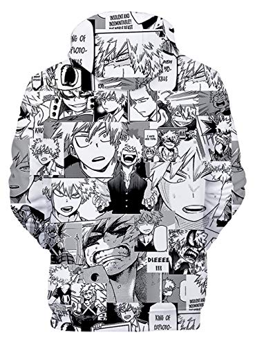 HAOSHENG Niños Sudaderas con Capucha My Hero Academia Impresión 3D Anime Todoroki para Niña Hoodie(L)