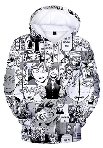 HAOSHENG Niños Sudaderas con Capucha My Hero Academia Impresión 3D Anime Todoroki para Niña Hoodie(L)