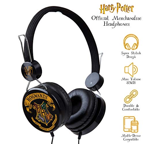 Harry Potter Auriculares Niños, Auriculares Diadema Diseño Hogwarts, Cascos Musica Niños, Volumen Limitado 85dB, Regalos Harry Potter para Niños y Niñas
