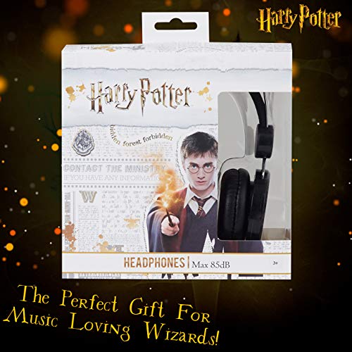 Harry Potter Auriculares Niños, Auriculares Diadema Diseño Hogwarts, Cascos Musica Niños, Volumen Limitado 85dB, Regalos Harry Potter para Niños y Niñas