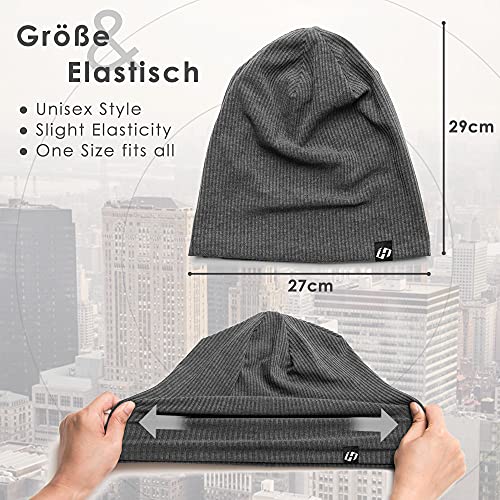 HASAGEI Beanie - Gorro para mujer y hombre, suave y elástico, para entretiempo, Gris Oscuro, Talla única