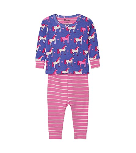 Hatley Mini Organic Cotton Long Sleeve Pyjama Sets Juego de Pijama, Corazones y Caballos, 3-6 Meses para Bebés