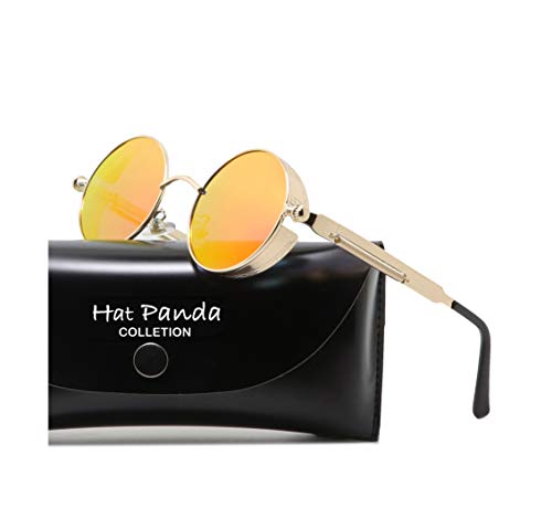 HatPanda Steampunk estilo retro inspirado círculo metálico redondo gafas de sol polarizadas para hombres