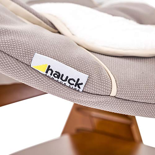 Hauck Alpha Bouncer - 2 en 1 para recién nacido, hamaca de tejido suave, combinable con trona de madera evolutiva Alpha+ y Beta+ de HAUCK, incluido reductor, mecedora para bebes, Stretch Beige 661987