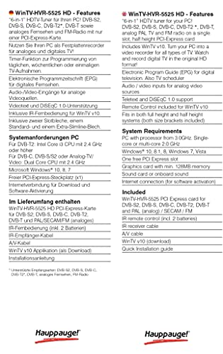 Hauppauge HVR 5525 - Tarjeta Interna de sintonización de TV (DVB-T, Radio FM, PCI Express)