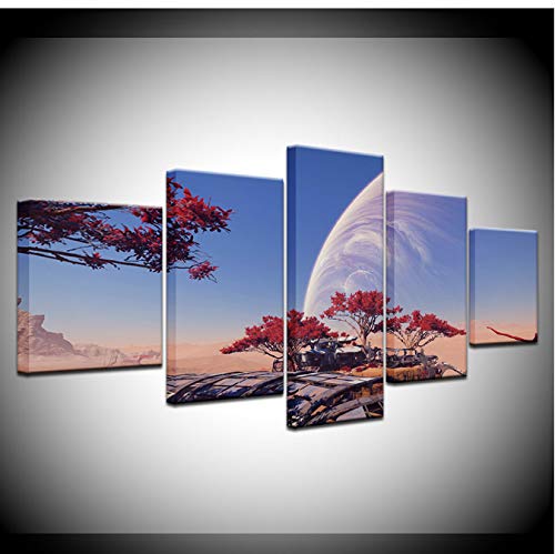 Hd Impreso 5 piezas Canvas Art Mass Effect Andromeda Juego Imagen Pintura Imagen de la pared Sala de estar Dormitorio Decoración Imprimir póster (Con marco)