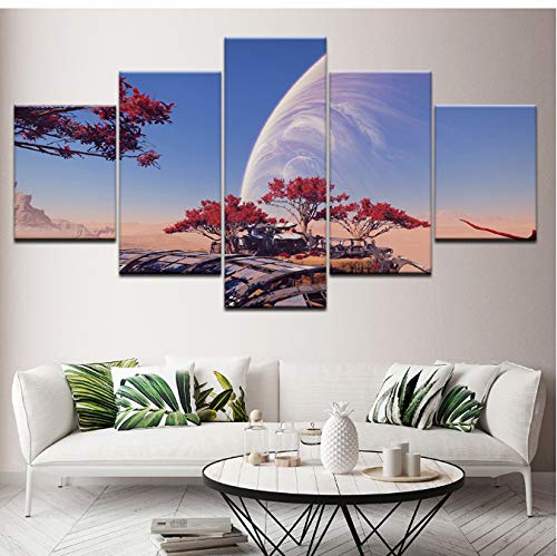 Hd Impreso 5 piezas Canvas Art Mass Effect Andromeda Juego Imagen Pintura Imagen de la pared Sala de estar Dormitorio Decoración Imprimir póster (Con marco)