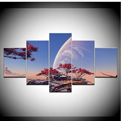 Hd Impreso 5 piezas Canvas Art Mass Effect Andromeda Juego Imagen Pintura Imagen de la pared Sala de estar Dormitorio Decoración Imprimir póster (Con marco)