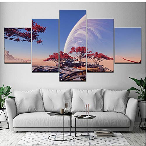Hd Impreso 5 piezas Canvas Art Mass Effect Andromeda Juego Imagen Pintura Imagen de la pared Sala de estar Dormitorio Decoración Imprimir póster (Con marco)