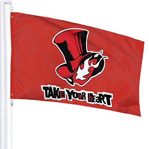 Hdadwy Persona 5 Take Your Heart Phantom Thieves Logo Tapiz Patio Bandera Terraza Césped Jardín Flor Balcón Decoración Exterior Bandera