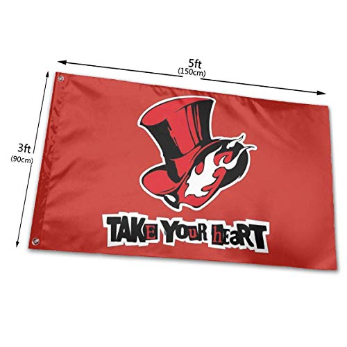 Hdadwy Persona 5 Take Your Heart Phantom Thieves Logo Tapiz Patio Bandera Terraza Césped Jardín Flor Balcón Decoración Exterior Bandera