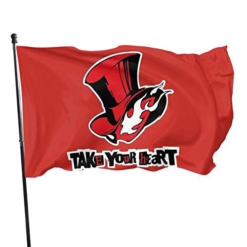 Hdadwy Persona 5 Take Your Heart Phantom Thieves Logo Tapiz Patio Bandera Terraza Césped Jardín Flor Balcón Decoración Exterior Bandera