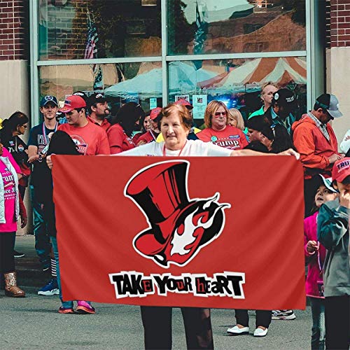 Hdadwy Persona 5 Take Your Heart Phantom Thieves Logo Tapiz Patio Bandera Terraza Césped Jardín Flor Balcón Decoración Exterior Bandera