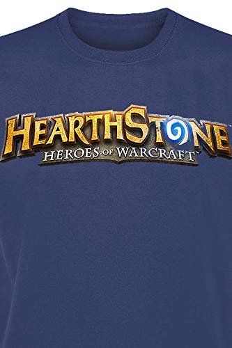 Hearthstone Logo - Heroes of Warcraft Hombre Camiseta Azul S, 100% algodón, Regular