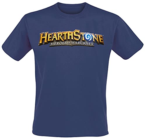 Hearthstone Logo - Heroes of Warcraft Hombre Camiseta Azul S, 100% algodón, Regular
