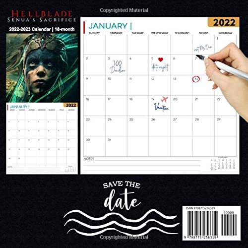 Hellblade Senua’s Sacrifice: OFFICIAL 2022 Calendar - Video Game calendar 2022 - Hellblade -18 monthly 2022-2023 Calendar - Planner Gifts for boys girls kids and all Fans BIG SIZE 17''x11'' .9