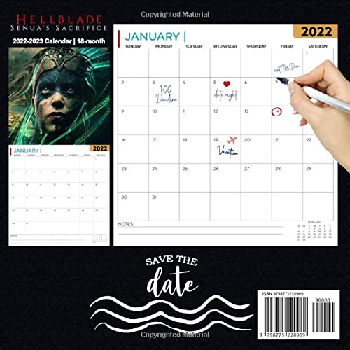 Hellblade Senua’s Sacrifice: OFFICIAL 2022 Calendar - Video Game calendar 2022 - Hellblade -18 monthly 2022-2023 Calendar - Planner Gifts for boys girls kids and all Fans BIG SIZE 17''x11'' .4