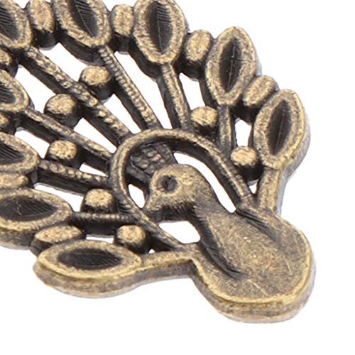 Hellery 50pcs Venta Al por Mayor Mini Encantos Antiguos del Pavo Real Granos Flojos Fabricación De Joyas De Bricolaje - Antique Cyan