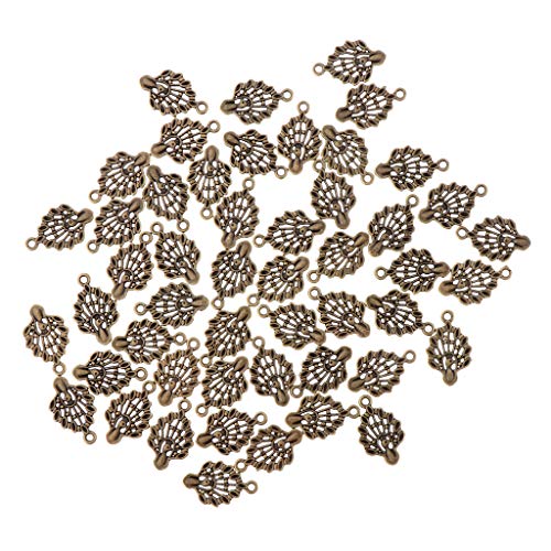 Hellery 50pcs Venta Al por Mayor Mini Encantos Antiguos del Pavo Real Granos Flojos Fabricación De Joyas De Bricolaje - Antique Cyan